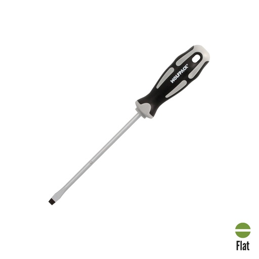 [2324552] Destornillador Plano Estampado Acero S2 Mango TPR Bimaterial. Medida 1,2 x Ø 6,5 x 150 mm.  DIN5265