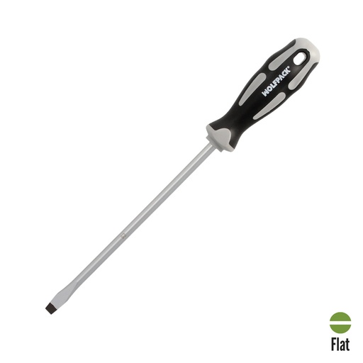 [2324553] Destornillador Plano Estampado Acero S2 Mango TPR Bimaterial. Medida 1,6 x Ø 8,0 x 200 mm.  DIN5265