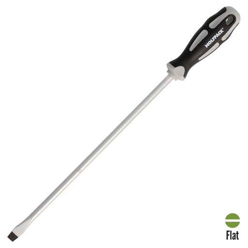 [2324554] Destornillador Plano Estampado Acero S2 Mango TPR Bimaterial. Medida 1,6 x Ø 9,0 x 300 mm.  DIN5265