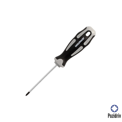 [2324535] Destornillador Pozidriv Acero S2 Mango TPR Bimaterial. Medida PZ 0 x Ø 3,0 x 75 mm.  DIN5262.