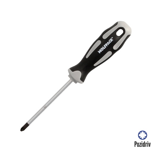 [2324539] Destornillador Pozidriv Acero S2 Mango TPR Bimaterial. Medida PZ 2 x Ø 6 x 100 mm.  DIN5262.