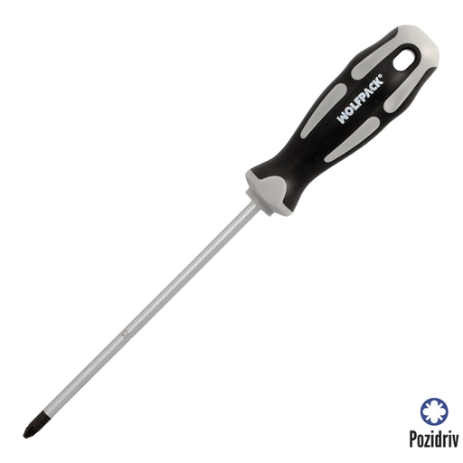 [2324540] Destornillador Pozidriv Acero S2 Mango TPR Bimaterial. Medida PZ 2 x Ø 6 x 150 mm.  DIN5262.