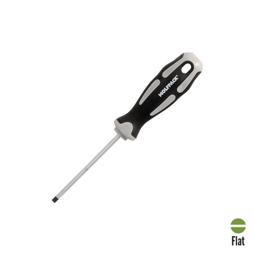 [2324562] Destornillador Plano Vaciado Acero S2 Mango TPR Bimaterial. Medida 0,8 x Ø 4,0 x 75 mm.  DIN5265