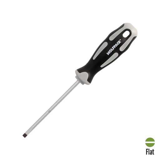[2324565] Destornillador Plano Vaciado Acero S2 Mango TPR Bimaterial. Medida 1,0 x Ø 5,0 x 100 mm.  DIN5265