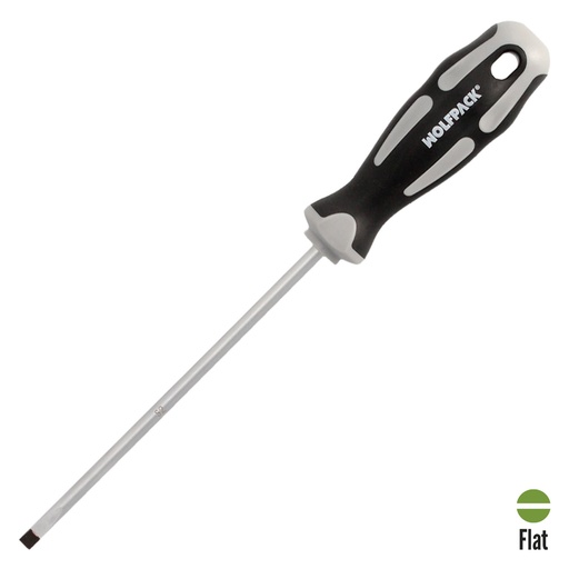 [2324568] Destornillador Plano Vaciado Acero S2 Mango TPR Bimaterial. Medida 1,2 x Ø 6,0 x 150 mm.  DIN5265