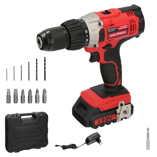 [7021580] Taladro Atornillador 20 V. Con 2 Velocidades y Percutor. Bateria 2 Ah. Par Apriete 50 Nm.