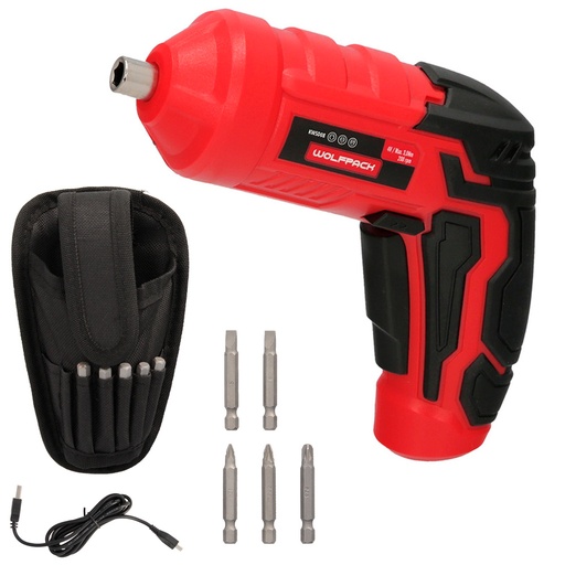 [7021675] Atornillador 4 V. Con Led, Funda y 5 Destorpuntas, Bateria Recargable USB