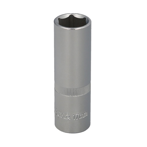 [2109170] Llave Vaso 1/2" Hexagonal Larga 17 mm. Perfil de 6 caras. Acero Cromo Vanadio, Aristas Redondas