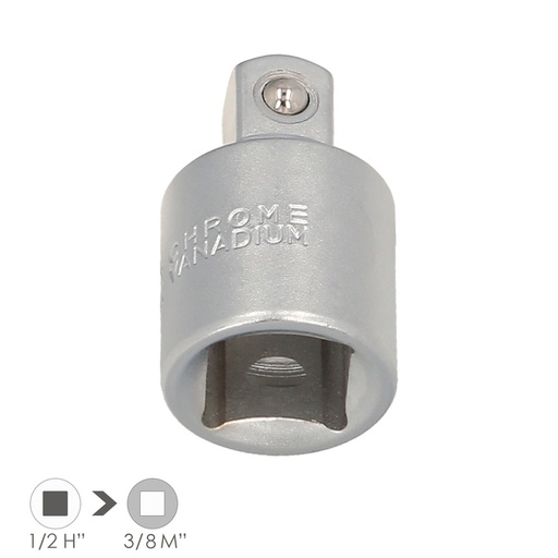 [2109400] Adaptador Reductor  1/2" Hembra A 3/8" Macho Acero Cromo Vanadio, Aristas Redondas, Reductor Carraca,