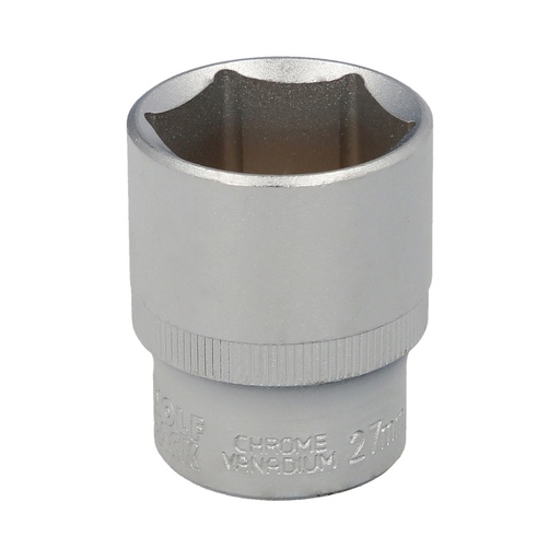 [2109085] Llave Vaso 1/2" Hexagonal 27 mm. Perfil de 6 caras. Acero Cromo Vanadio, Aristas Redondas