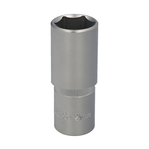 [2109250] Llave Vaso 1/2" Hexagonal Larga 24 mm. Perfil de 6 caras. Acero Cromo Vanadio, Aristas Redondas
