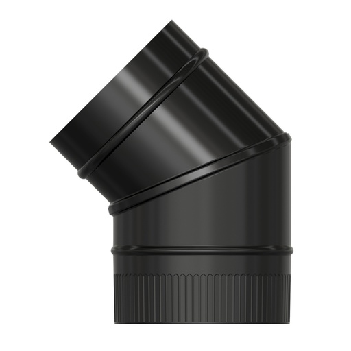 [22011133] Codo Estufa Liso Negro Vitrificado Ø 150 mm. 45°