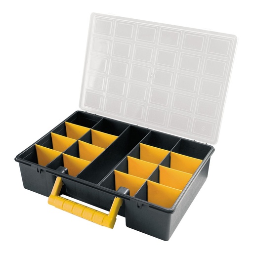 [2240316] Maletin Organizador Plastico 17 Compartimentos Con Separadores Ajustables 360x252x64 mm.