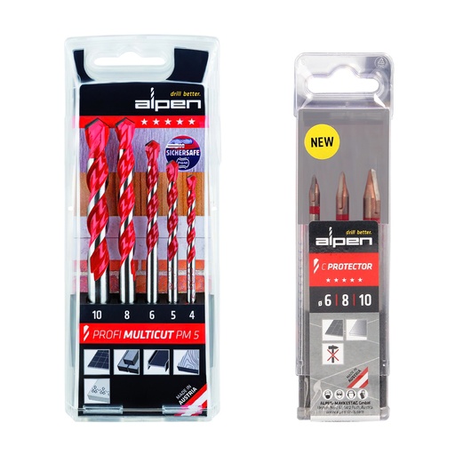 [9084087] Pack Estuches Brocas Alpen (3 Brocas Porcelanicos y 5 Multiusos)