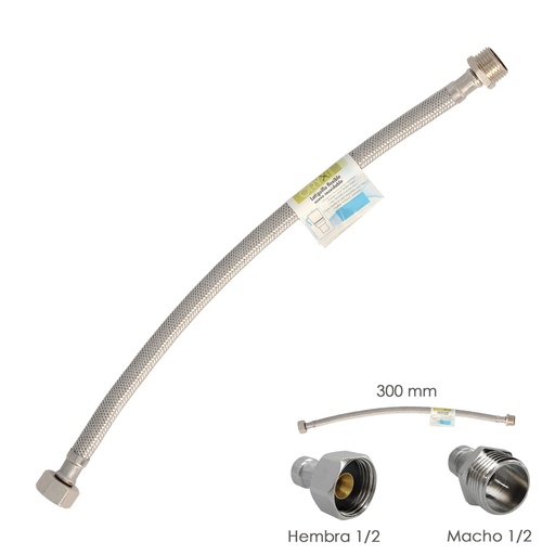 [4010807] Latiguillo Flexible Acero Inoxidable Macho 1/2 - Hembra 1/2 - 300mm