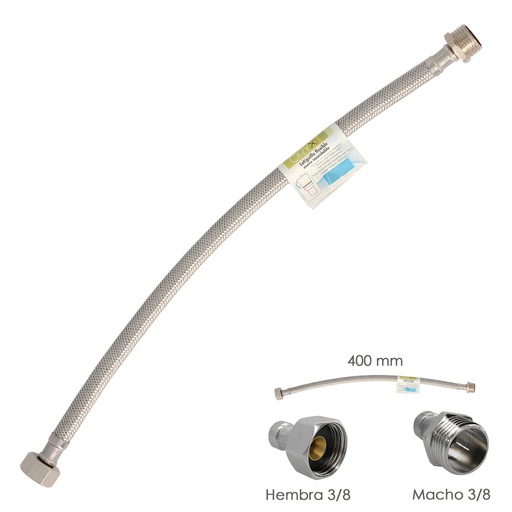 [4010823] Latiguillo Flexible Acero Inoxidable Macho 3/8 - Hembra 3/8 - 400mm