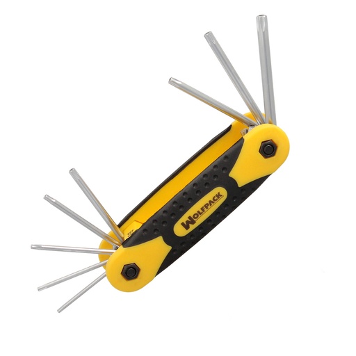 [2105260] Juego Llaves Torx Plegable  8 Piezas Inviolable, Llave Torx Hexagonal, Llave Estrella, Llave Allen Estrella