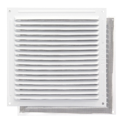 [2530045] Rejilla Ventilación Aluminio Con Mosquitera Atornillable 200 x 200 mm. Color Blanco