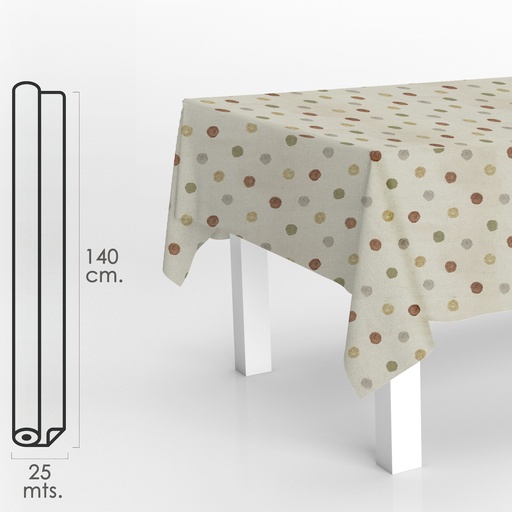 [5542160] Mantel Hule Rollo Modelo Feria Impermeable Antimanchas PVC 140 cm. x 25 metros. Rollo Recortable. Interior y Exterior