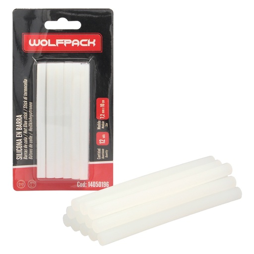 [14050196] Barras De Pegamento Caliente Ø 7,2 mm. Blister 12 Unidades. Barras Silicona, Pegamento Pistola Termofusible, Silicona Pistola