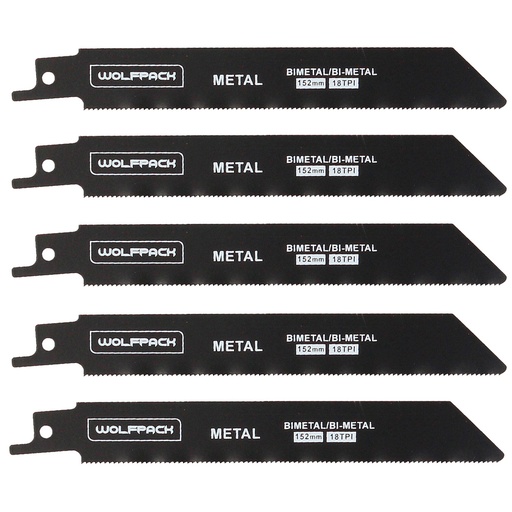 [7120800] Hoja Sierra Sable Para Metales 152 mm. 18 Tpi. 5 Piezas. Sierra Hierro Aluminio, Cobre, Plastico