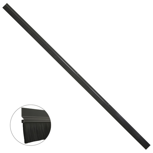 [5190485] Burlete Para Puertas De Garaje Aluminio Negro Con Cepillo 2,5 m. Cepillo De Puerta, Burlete Garaje, Burlete Cepillo Cochera