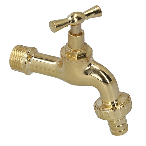 [4040078] Grifo Curvo Latón Pulido Con Racord 1/2 Grifo Jardin Exterior