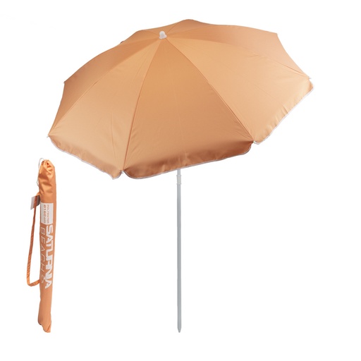 [8041900] Sombrilla Playa Acero / Poliester Ø 160 cm. Naranja . Varillas Fibra De Vidrio.