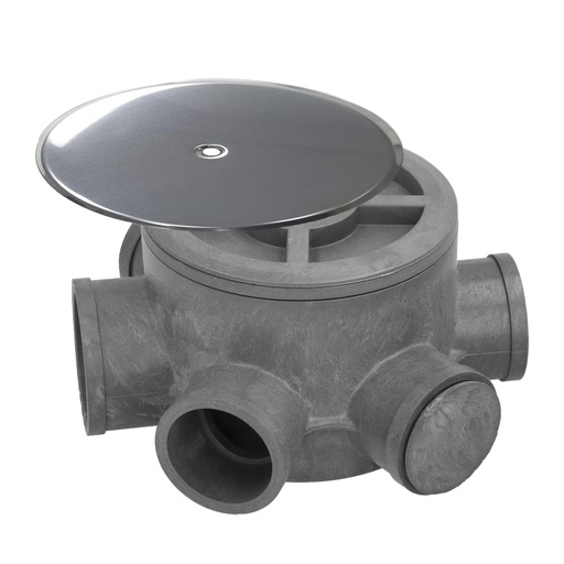 [4116055] Bote Sifónico PVC Tuberias Ø 110 mm. Salidas Ø 50 y 40 mm. Altura 90 mm.