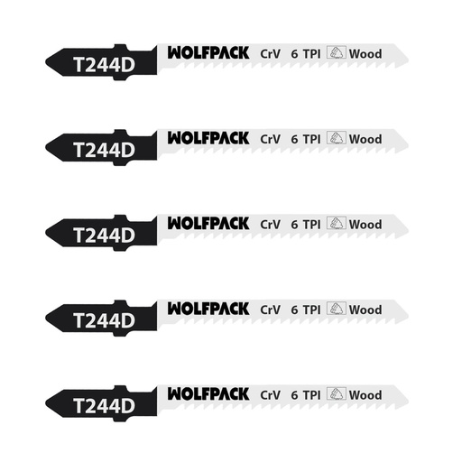 [7120135] Hojas Sierra Calar Para Madera Corte Grueso 5 Piezas. Hoja Cromo Vanadio 58. Vastago T Universal