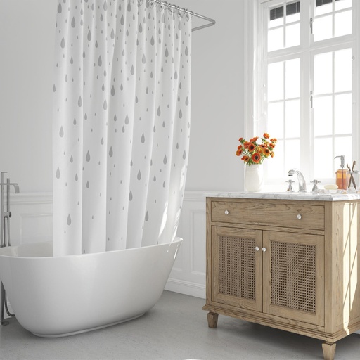 [4042252] Cortina Ducha Gotas Gris 180x200 cm. Impermeable