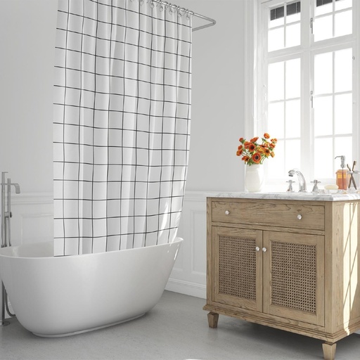 [4042254] Cortina Ducha Cuadros 180x200 cm. Impermeable