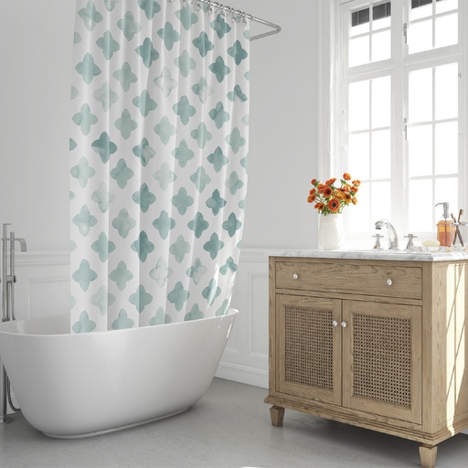[4042255] Cortina Ducha Geometrica Azul 180x200 cm. Impermeable
