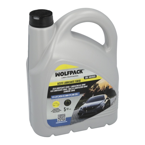 [14043020] Aceite Lubricante 15w40 Turismos 5 Litros. Aceite Para Motores Diesel y Gasolina